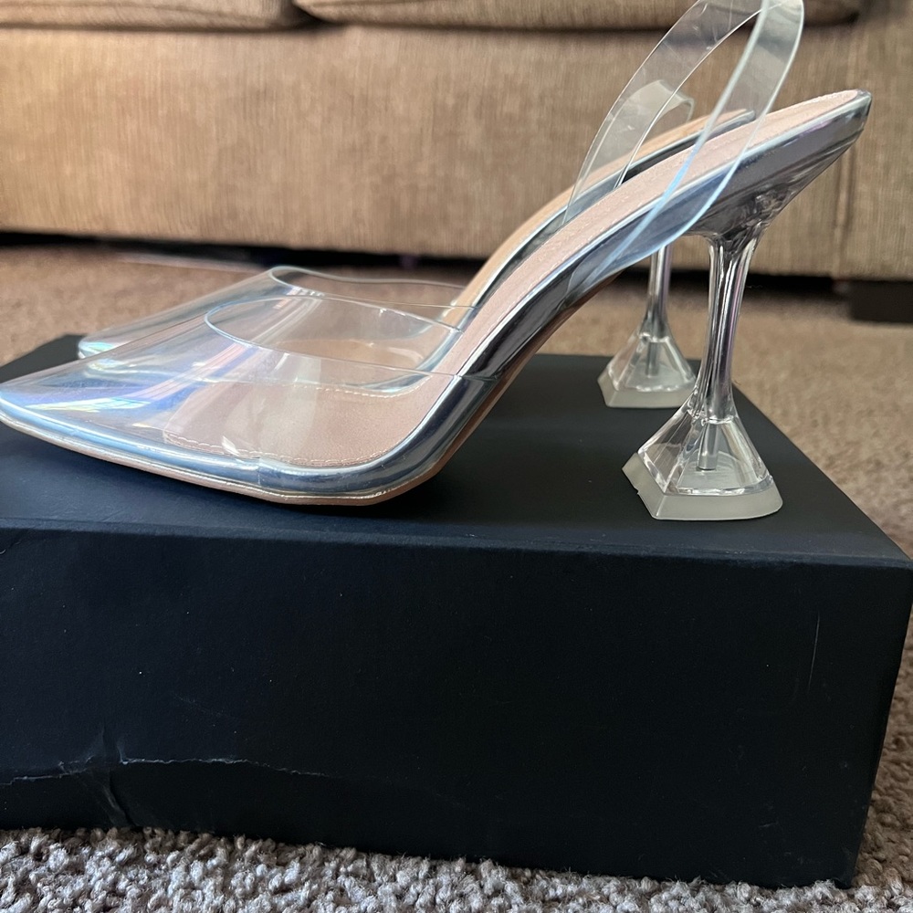 Women’s clear pyramid heels
